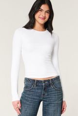 Hollister White Long Sleeve Shirt Ribbed Photo 0
