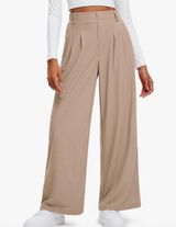 Women's Trouser Wide leg casual slack Pants XS Tan Photo 0