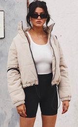Princess Polly Beige Puffer Jacket Photo 0