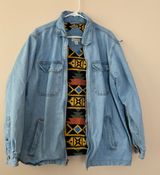 Vintage Blue Jean Thermal Aztec Jacket Size M Photo 0