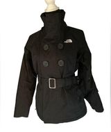 The North Face Hyvent Double Breasted Ski Snowboard Jacket Small Black Pea Coat Photo 0