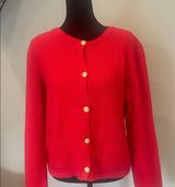 Red Button-Up Women's Sweater cardigan with gold buttons new medium Photo 0
