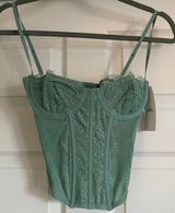 UO Modern Love Corset Top Teal Photo 0