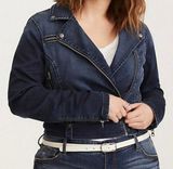 Torrid Denim Crop Moto Jacket Photo 0