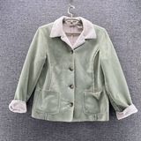 LL Bean Jacket Womans Medium Pistachio Faux Shearling Spring Fling Chore Coat Photo 0
