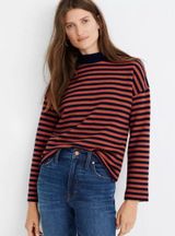Madewell Orange And Blue Striped Sweater Photo 0