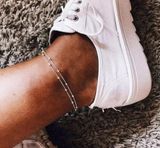 Beaded Layered Anklet Silver Photo 0
