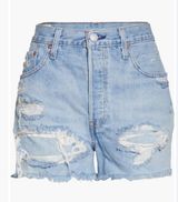 501 High Waist Ripped Cutoff Denim Shorts Photo 0