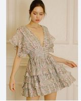 Talulah Floral Tiered Ruffle Open Back Mini Dress S Photo 0
