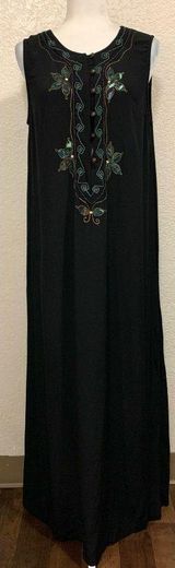 Carole Little Vintage 90s Black Maxi Boho Beaded Dress Photo 0