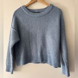 American Eagle Baby Blue Knit Sweater Vintage Green Label Tag Wool Blend Photo 0