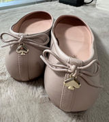 Kate Spade New York Pink Leather Ballet Flats With Bow & Spade Charm Womens Shoe Photo 0