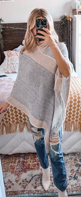 Boutique Knit Hooded Poncho Photo 0