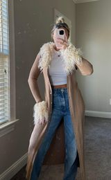 Fur Trim Longline Cardigan Photo 0