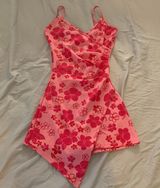 Pink Hawaiian Hibiscus Flower Dress Romper Photo 0
