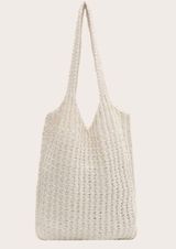 Crochet bag shoulder bag cream beige knit womens shopping multituse cotton bag Tan Photo 0