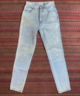 VTG DAKOTA BLUE SEQUIN FRONT ACID WASH MOM FIT SKINNY JEANS Size 26 Photo 0