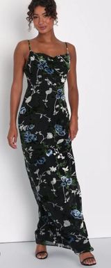 Black Floral Embroidered Dress Photo 0