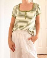 Rafaella Green Striped Tee Shirt Photo 0