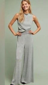 Anthropologie Ett Twa Crepuscule Silver Ribbed Metallic Top Minimalist Neutral Photo 0