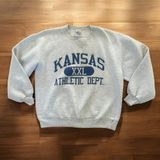Vintage Russell Athletic Kansas Athletic Department Sweatshirt Gray Blue L KU Photo 0