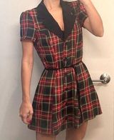 NWT  Current Mood Devil You Don't Exist Plaid Button Down Mini Dress Photo 0