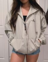Vintage Hooded Embroidered Lightweight Jacket Gray Size M Photo 0