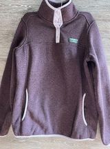 LL Bean Womens Sweater Fleece Pullover Knit Stretch Snap Pewter Sz S Gorp core Photo 0