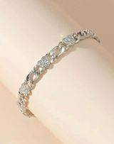 Macy's Heart Link Bracelet Silver And CZ NEW Photo 0