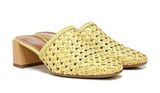 Franco Sarto NEW Woven Leather Block-Heel Mule Clog Yellow Laser Cut Photo 0