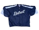 Majestic Vintage MLB Detroit Tigers Baseball Navy Blue White 1/4 Zip Up Nylon Jacket Photo 0