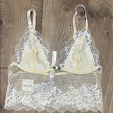 ANTHROPOLOGIE π Elegant Lace Bralette in Light Yellow NWT Size XS Photo 0