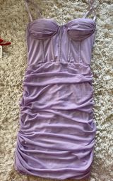 Purple Ruched Dress Size L Photo 0