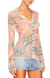 Free People Sheer Flower Button Up Top XS Photo 0