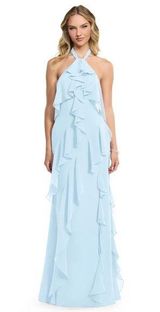 NWT AZAZIE VELMA Sky Blue A-Line Side Slit Chiffon Dress Photo 0