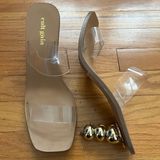Cult Gaia  Clear Gold Tan Women's Sandals Photo 0