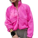 Free People Movement Hit The Slopes Jacket Fuzzy Fleece Pocket Hot Pink Small Photo 0