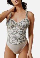 Free People Intimately  - Weekend Plans Womens Shutter Pleat Rouched Bodysuit Photo 0
