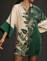 Kimono Sleeve Collared Button Front Dress, Size S Photo 0