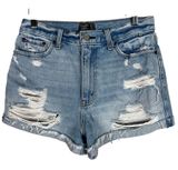 Abercrombie and Fitch Shorts Women 4 Light Wash Distressed High Rise 90s Western Photo 0