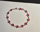 Women’s Swarovski Crystal Gold Tone Pink Tennis Bracelet With Extension Photo 0