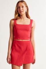 Abercrombie Red Linen Skirt Photo 0
