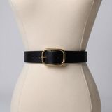 Women’s Brown Leather Belt Gold Buckle Small Photo 0