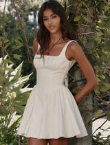 White Puff Mini Dress Size L Photo 0