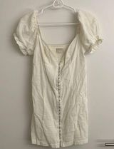 Urban Outfitters White Puff Sleeve Button-Down Dress Photo 0