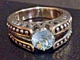 STERLING SILVER AND TOPAZ WOMEN'S RING ART DECO Photo 0