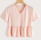Romwe Pink Babydoll Shirt Photo 0