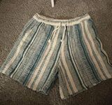 Zara Blue and Cream Patterned Shorts Photo 0