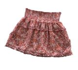 Ever After Mauve Floral Paisley Print Tiered Ruffle Stretchy Mini Skirt Medium Pink Photo 0