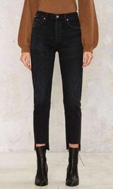 Citizens of Humanity  COH Liya Jeans Charcoal Black Gray Hi Lo Hem Raw Hem 24 Photo 0